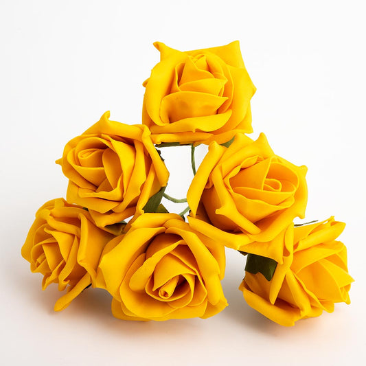 Yellow Gold 5cm Foam Roses Bunch of 6